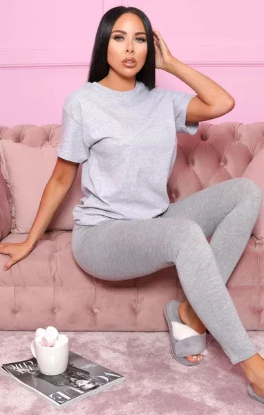 Grey Basic Crew Neck Short Sleeve T-Shirt - Jana