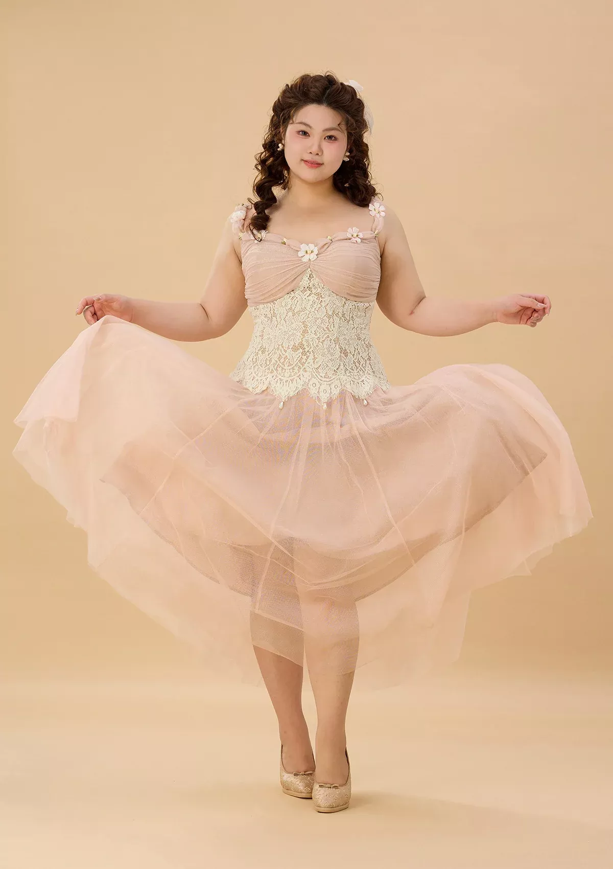 (US Exclusive)Curve & Plus Daisy Wind Chine Dress