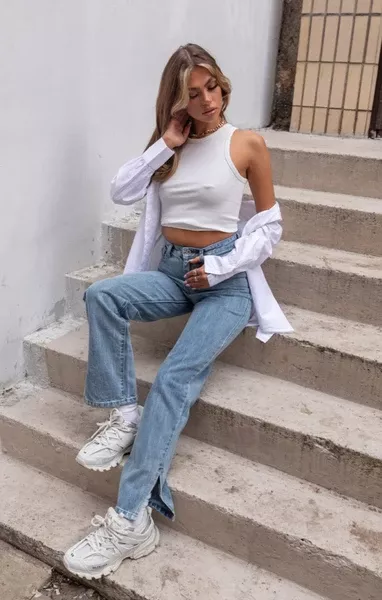 White Oversized Button Down Long Sleeve Shirt - Lexy